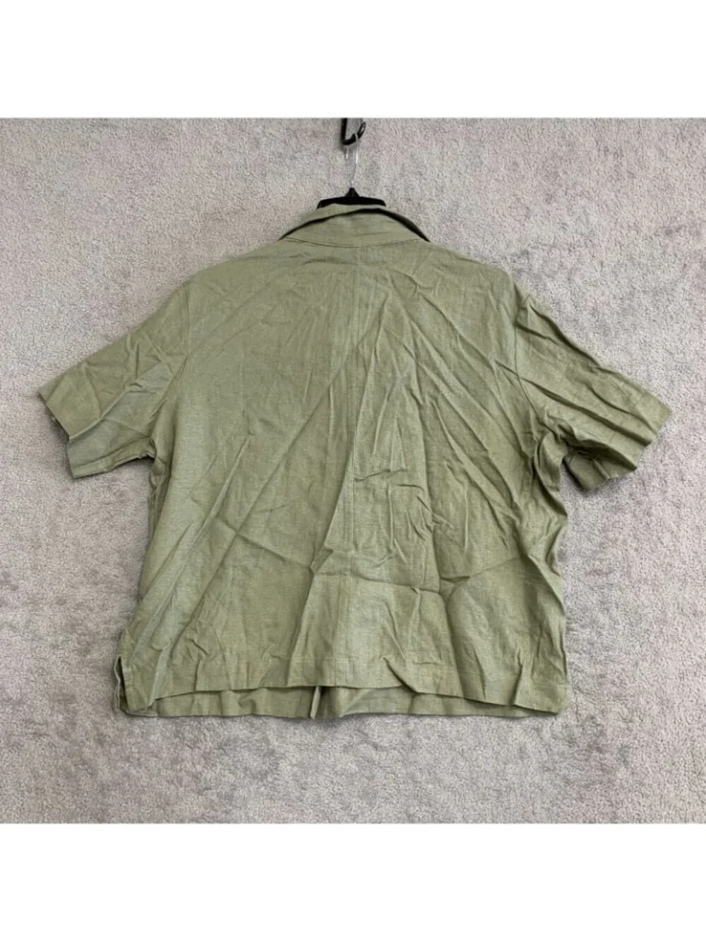 Buffalo David Bitton Women's L Green Button-Up Shirt Linen Blend M1085